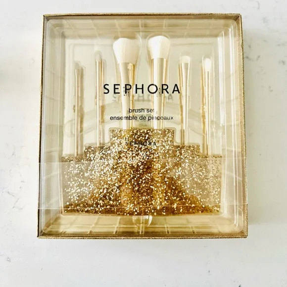 SEPHORA - Bling Gold GLITTER HAPPY Brush Set